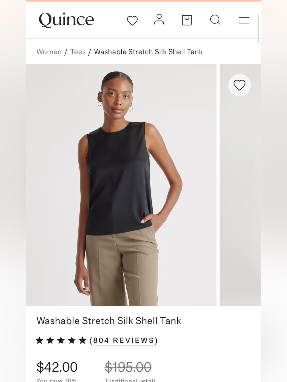Quince black silk shell tank - Picture 2 of 10